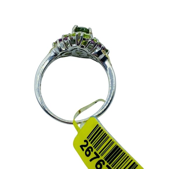 NWT Chuck Clemency Sterling Silver 925 Peridot Garnet Cluster Ring Size 10.25 - Picture 9 of 10